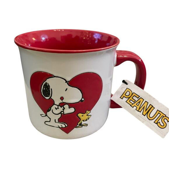 Peanuts Snoopy & Woodstock Valentine's Day Ceramic Mug 21 oz Red Heart New - Picture 10 of 12